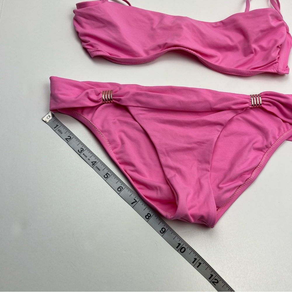 Melissa Odabash Pink Two‎ Piece Bikini Gold Accent Womens Size 8 Summer Vacation - Picture 8 of 13